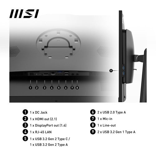 MSI Pro AP242P 14M Intel Core i5 14400 All in One PC, (8GB RAM, 512GB SSD, Windows 11PRO), 23.8 Inch IPS Screen/UHD Graphics/Type-C/USB/LAN/HDMI/DP/WiFi 6E/BT 5.3/VESA