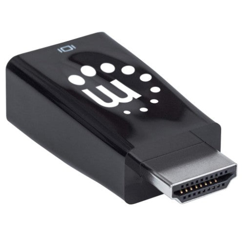 Manhattan HDMI to VGA (with Audio) Converter, 1080p, Male to Female, Micro-USB Power Input Port for additional power if needed, Black, Three Year Warranty