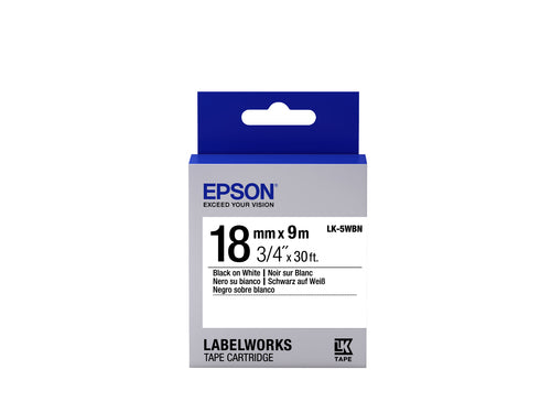 Epson C53S655006/LK-5WBN Ribbon black on white 18mm x 9m for Epson LabelWorks 4-18mm/24mm/36mm/6-18mm/6-24mm