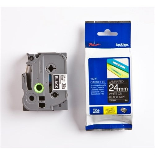 Brother TZE-355 DirectLabel white on black Laminat 24mm x 8m for Brother P-Touch TZ 3.5-24mm/HSE/36mm/6-24mm/6-36mm