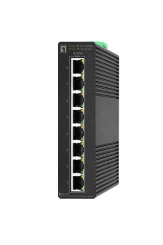 LevelOne Hilbert 8-Port Industrial Gigabit PoE Smart Lite Switch, 8 PoE Outputs, 802.3at/af PoE