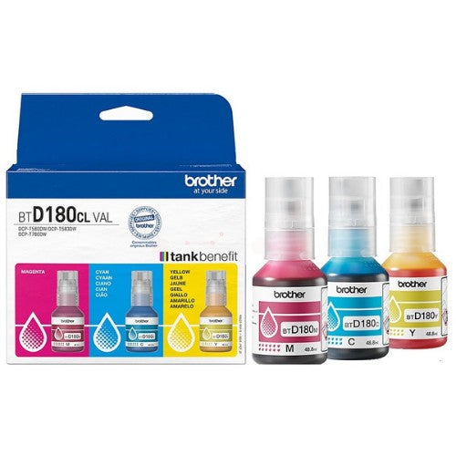 Brother BT-D180CLVAL Ink bottle Multipack C,M,Y, 3x5K pages ISO/IEC 19752 48.8ml Pack=3 for Brother DCP-T 580 DW