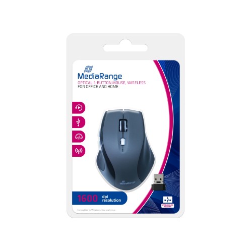 MediaRange MROS203 mouse Office Right-hand RF Wireless Optical 1600 DPI