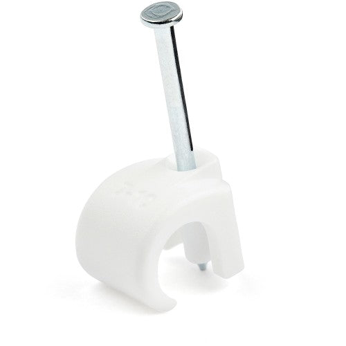 StarTech.com 100 Pack Large Cable Clips with Nail - Reusable - Nail-in Clamps - Wire Holding Clips - Ethernet Cord/AV/Coax Cable Fasteners - Brick/Drywall Mounting Cable Tacks - White - TAA