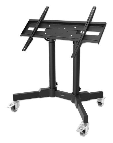 Manhattan Low Height Trolley Mount Stand for TV & Monitors, For screens 37" to 65", VESA compatability: all between 200x200 to 600x400mm - check the dimensions of the four mounting holes on back of screen to ensure it fits, Max 40kg, 45° tilt (tool free),