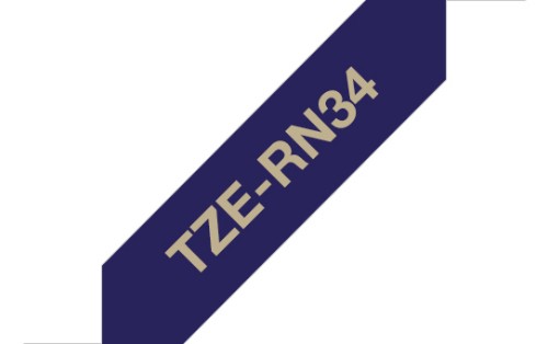 Brother TZE-RN34 DirectLabel gold on Navy blue non adhesive textil 12mm x 4m for Brother P-Touch TZ 3.5-18mm/6-12mm/6-18mm/6-24mm/6-36mm