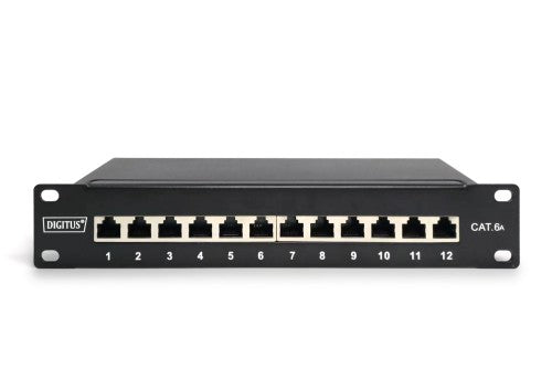Digitus CAT 6A Patch Panel, shielded, 12-Port, 1HE, 10", black