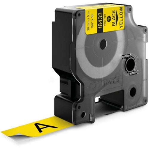 Dymo 18433/S0718470 Ribbon Vinyl black on yellow 19mm x 5,5m for Dymo Rhino 6-19mm/24mm