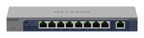 NETGEAR GS108MX-100EUS network switch Unmanaged L2 Gigabit Ethernet (10/100/1000) Desktop/Wall-Mounting