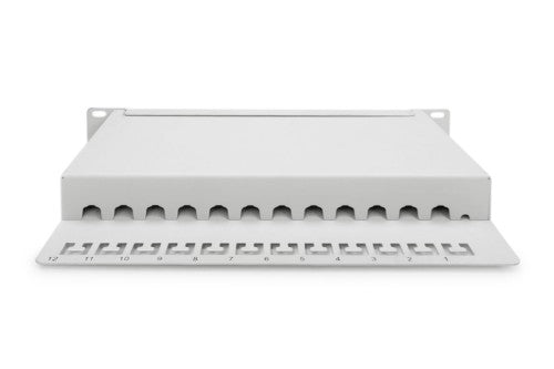 Digitus CAT 6A Patch Panel, shielded, 12-Port, 1HE, 10", grey