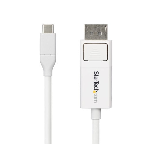 StarTech.com 6ft (2m) USB-C to DisplayPort 1.2 Cable, Bidirectional, 4K 60Hz, White Video Adapter Cord for Apple MacBook Pro / Air M1 M2 M3 M4, Mac Mini / Studio, Thunderbolt Compatible