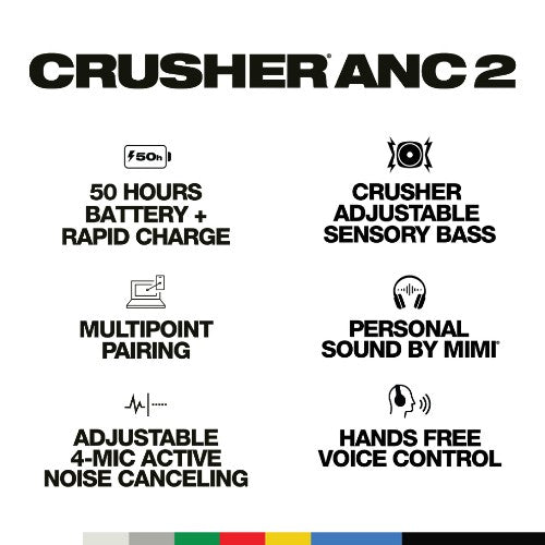 Skullcandy Crusher ANC 2 Headphones Wired & Wireless Head-band Calls/Music USB Type-C Bluetooth Grey