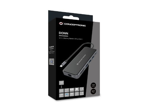 Conceptronic DONN15G notebook dock/port replicator Wired USB 3.2 Gen 1 (3.1 Gen 1) Type-C Grey