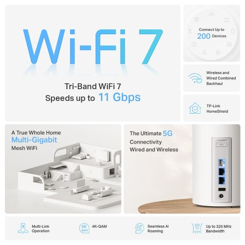 TP-Link BE9300 Whole Home Mesh Wi-Fi 7 System(Tri-Band)