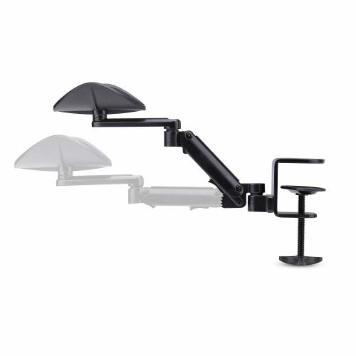 StarTech.com Adjustable Arm Rest for Office Desk, Ergonomic Arm/Elbow Support, 360-Degree Rotation, Clamp-On/No Drill Installation, Black