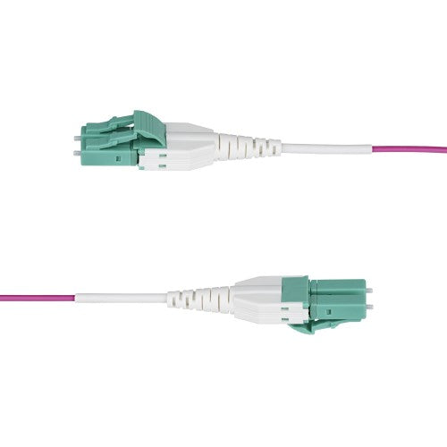 StarTech.com 10m (33ft) LC to LC (UPC) OM4 Multimode Fiber Optic Cable, Erika Violet, 50/125µm, 40G/100G, LOMMF/VCSEL, Uniboot Fiber Jumper Cord, OFNR Riser Rated
