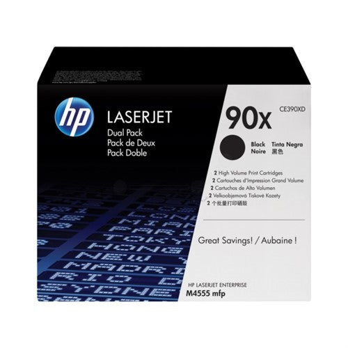 HP CE390XD/90X Toner cartridge black twin pack, 2x24K pages ISO/IEC 19752 Pack=2 for HP LaserJet M 4555/602