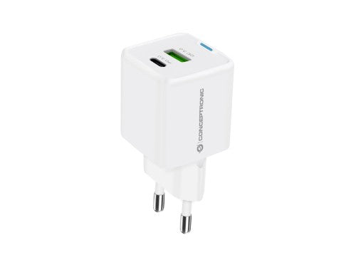 Conceptronic 2-Port 33W GaN USB PD Charger with 3-in-1 Charging Cable, USB-C x 1, USB-A x 1, QC 3.0, PPS