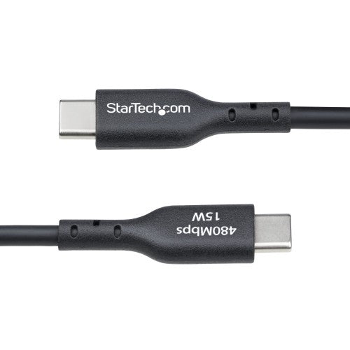 StarTech.com 1ft (30cm) USB-A to USB-C Charging Cable, Charge & Sync, 3A, USB 2.0, TPE Jacket - Black USB Charging Cord