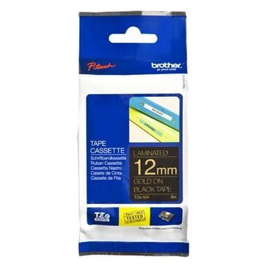 Brother TZE-334 DirectLabel gold on black Laminat 12mm x 8m for Brother P-Touch TZ 3.5-18mm/6-12mm/6-18mm/6-24mm/6-36mm