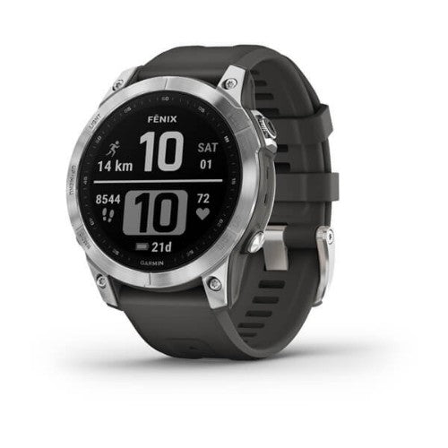 Garmin fenix 7 3.3 cm (1.3") MIP 47 mm Digital 260 x 260 pixels Touchscreen Silver Wi-Fi GPS (satellite)