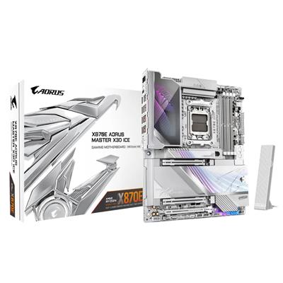 GIGABYTE X870E AORUS MASTER X3D ICE Motherboard - Supports AMD Ryzen 9000 CPUs, 18+2+2 Phases Digital VRM, up to 9000Hz DDR5 (OC), 2xPCIe 5.0 + 3xPCIe 4.0, Wi-Fi 7, 10GbE LAN, USB 4
