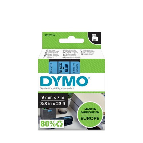 Dymo 40916/S0720710 DirectLabel-etikettes black on blue 9mm x 7m for Dymo D1 6-12mm/19mm/24mm/9-12mm/9-19mm