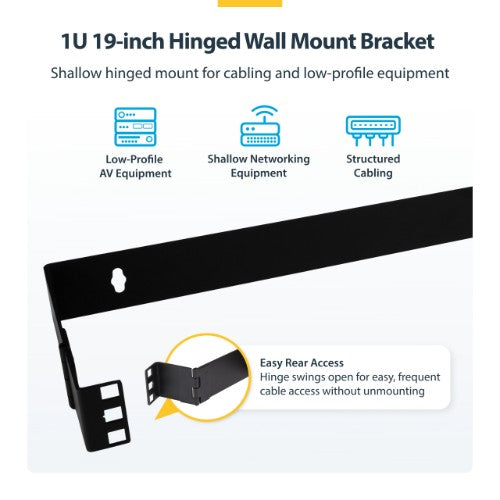 StarTech.com 1U 19in Hinged Wall Mounting Bracket for Patch Panels