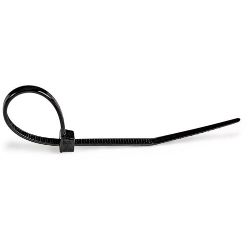 StarTech.com 100-Pack 6"(15cm) Cable Ties - 1/8"(3.6mm) wide, 1-3/8"(39mm) Bundle Diameter, 40lb(18kg) Tensile Strength, Nylon Self Locking Zip Ties with Curved Tip, UL Listed, Black - TAA