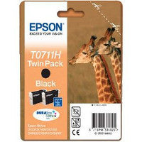 Epson C13T07114H10/T0711H Ink cartridge black high-capacity twin pack, 2x370 pages ISO/IEC 24711 11,1ml Pack=2 for Epson Stylus BX 310/600/D 120/Office B 1100/Office B 40 w