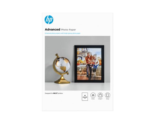 HP Advanced Photo Paper, Glossy, 250 g/m2, A4 (210 x 297 mm), 25 sheets