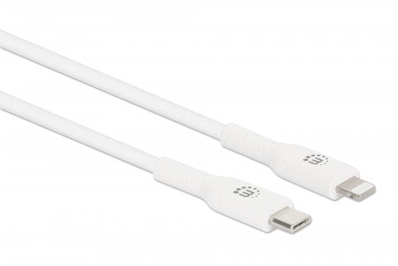 Manhattan USB-C to Lightning Cable, Charge & Sync, 1m, White, For Apple iPhone/iPad/iPod, Male to Male, MFi Certified (Apple approval program), 480 Mbps (USB 2.0), Hi-Speed USB, Lifetime Warranty