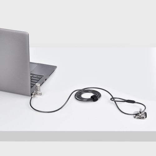 StarTech.com Universal Laptop Cable Lock 6.6ft (2m), Serialized Security Cable for Notebook, Compatible w/Noble Wedge®/Nano/K-Slot; Keyless Combination Cable, TAA