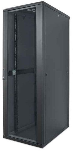Intellinet 19" Network Cabinet - Free Standing, 42U, 600x800mm (width x depth), Black, Flatpack, Max 1500kg, Multi-Point Door Lock, One Lock Per Side Panel, Usable Depth 123 to 573mm, IP20 rated, Rack, Steel