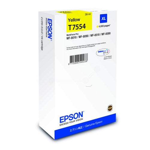 Epson C13T75544N/T7554 Ink cartridge yellow, 4K pages 39ml for Epson WF 6530/8090/8510