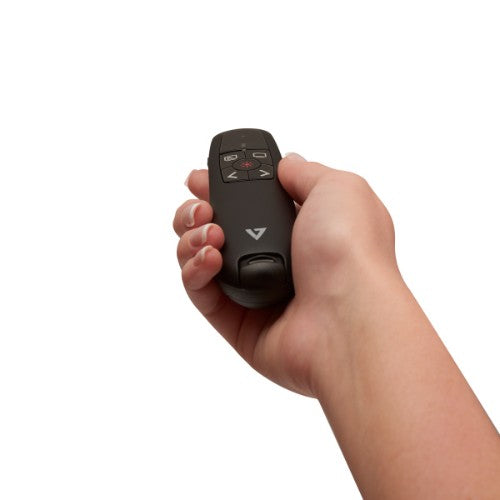 V7 WP500C Wireless Presenter Dual USB-C + USB-A - 2.40 GHz RF - Black - Red Laser Pointer - 5 Button(s) - Wireless - Radio Frequency - USB - Storable USB Receiver slot