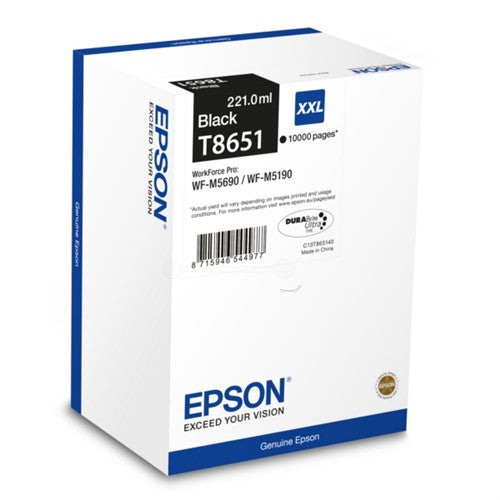 Epson C13T865140/T8651 Ink cartridge black, 10K pages 221ml for Epson WF-M 5000