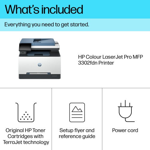 HP LaserJet Pro 3302fdn Multifunction Color Printer, Ethernet Only; Copier, Scanner