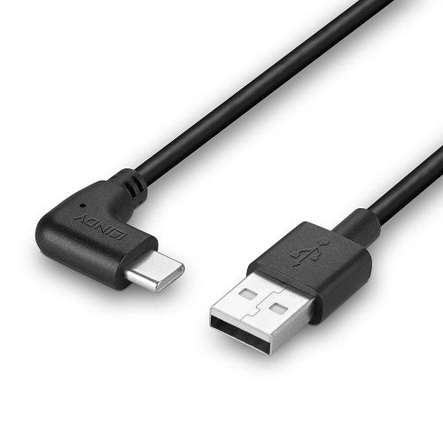 Lindy 1m USB 2.0 Type A to Right-Angled USB-C Cable