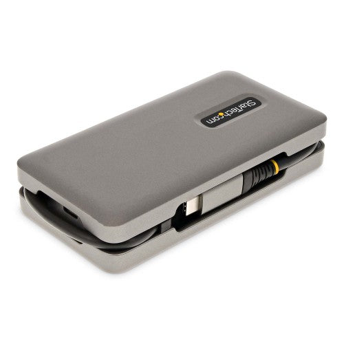 StarTech.com USB-C Multiport Adapter - HDMI/VGA - 4K 60Hz - 3-Port USB Hub - 100W Power Delivery Pass-Through - GbE - Travel Mini Docking Station w/ Charging - 1ft/30cm Wrap-Around Cable