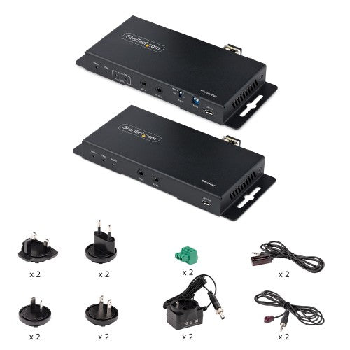 StarTech.com 4K HDMI over Fiber Extender Kit, 4K 60Hz up to 3300ft/1km (Single Mode) or 1000ft/300m (Multimode) LC Fiber Optic, HDR, HDCP, 3.5mm Audio/RS232/IR Extender, Transmitter and Receiver Kit