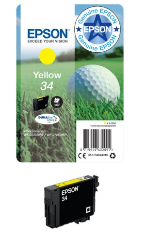 Epson C13T34644010/34 Ink cartridge yellow, 300 pages 4,2ml for Epson WF-3720