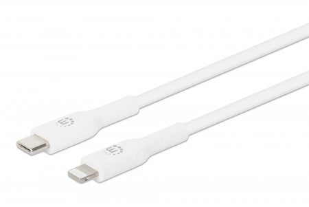 Manhattan USB-C to Lightning Cable, Charge & Sync, 2m, White, For Apple iPhone/iPad/iPod, Male to Male, MFi Certified (Apple approval program), 480 Mbps (USB 2.0), Hi-Speed USB, Lifetime Warranty