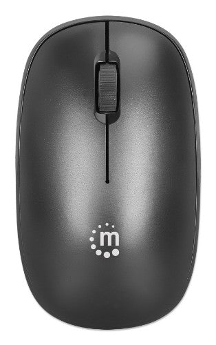 Manhattan MW3050 Wireless Optical Mouse, Black, 1200dpi, 2.4Ghz (up to 10m), USB, Ambidextrous, Three Button with Scroll Wheel, USB-A nano receiver, AA battery (included), Low friction base, USB version (most popular type, which is USB-A), Three Year Warr