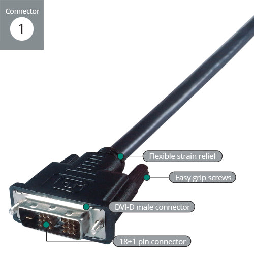 connektgear 2m DVI-D Monitor Connector Cable - Male to Male - 18+1 Single link