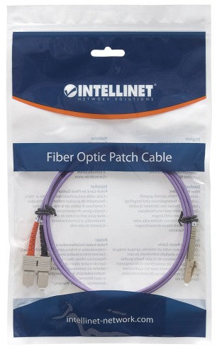 Intellinet Fiber Optic Patch Cable, OM4, LC/SC, 2m, Violet, Duplex, Multimode, 50/125 µm, LSZH, Fibre, Lifetime Warranty