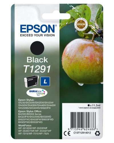 Epson C13T12914012/T1291 Ink cartridge black, 380 pages ISO/IEC 19752 11,2ml for Epson Stylus BX 320/SX 235 W/SX 420/SX 525/WF 3500