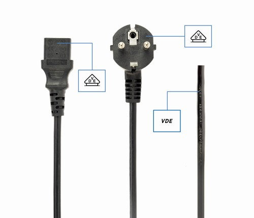 Gembird PC-186-VDE-10M power cable Black CEE7/4 C14 coupler
