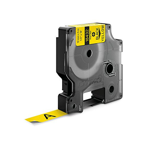 Dymo 18432/S0718450 Ribbon Vinyl black on yellow 12mm x 5,5m for Dymo Rhino 6-12mm/19mm/24mm