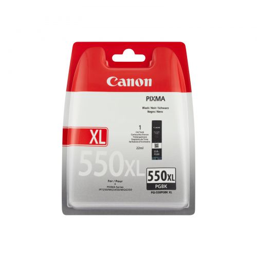 Canon 6431B001/PGI-550PGBKXL Ink cartridge black high-capacity pigmented, 500 pages ISO/IEC 24711 5615 Photos 22ml for Canon Pixma IP 8700/IX 6850/MG 5450/MG 6350/MX 725